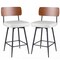 Set of 2 Counter Bar stools 27" with Padded Seat and Metal Legs